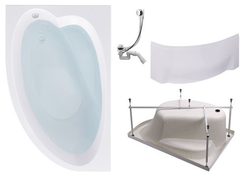 Ванна акриловая Timo IVA IVA1610L-KTIVA16-SPV1505-FPIVA16L 160х100 пристенная асимметричная с каркасом