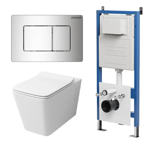 Инсталляция + кнопка смыва + унитаз Grossman Galaxy 97.4414S.04.10M