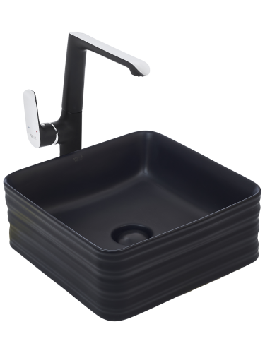 Раковина из сантехнического фаянса WeltWasser WW SK 10000005793 40х40 подвесная цвет черный без отверстий под смеситель