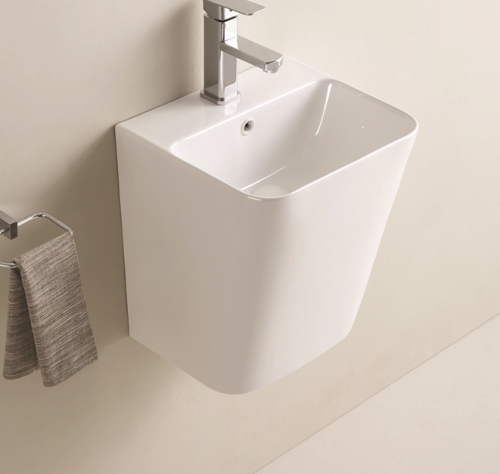 Раковина из сантехнического фаянса CeramaLux 500Q 40х30 подвесная цвет белый 1 отверстие под смеситель