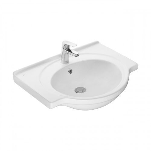 Раковина из сантехнического фарфора Santeri Сатурн 131211S0011B0 60х50 накладная цвет белый 1 отверстие под смеситель