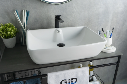 Раковина керамическая Gid Geométrico 51123 60х40 накладная цвет белый без отверстий под смеситель