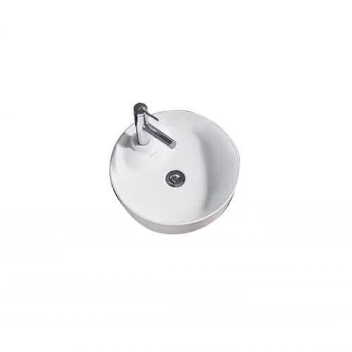 Раковина из сантехнического фарфора Bravat C22239W-1-ENG 40х40 накладная цвет белый 1 отверстие под смеситель