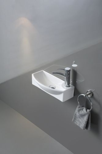 Раковина из сантехнического фаянса CeramaLux 7946L 50х20 подвесная цвет белый 1 отверстие под смеситель