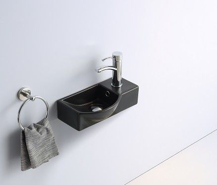 Раковина из сантехнического фаянса CeramaLux 7947ALMB 40х20 подвесная цвет черный 1 отверстие под смеситель