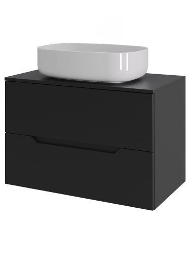 Тумба с раковиной Orange Line Li-70TubMDF+B07-540W 70х50 подвесная цвет черный