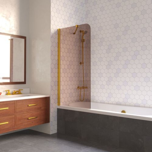 Душевая шторка на ванну Vegas-Glass EV LUX ST EV LUX ST 76 09 05 L 75х150 стекло тонированное профиль золото ориентация левая