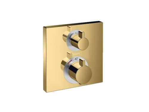 Смеситель Hansgrohe Ecostat Square 15714990 встраиваемый в стену золото с термостатом