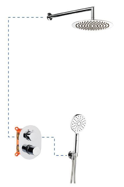 Душевая система AQG Tube 19TUBER21102 встраиваемая в стену цвет хром