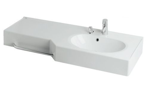 Раковина из искусственного камня Aquaton Отель 1A70123WOT01R 130х50 подвесная цвет белый 1 отверстие под смеситель