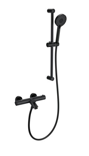 Душевой гарнитур Wonzon & Woghand  WW-C2002-A-MB настенный черный с термостатом