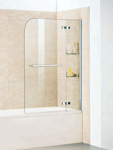 Душевая шторка на ванну WeltWasser WW100 10000001237 100х140 стекло прозрачное профиль хром ориентация универсальная