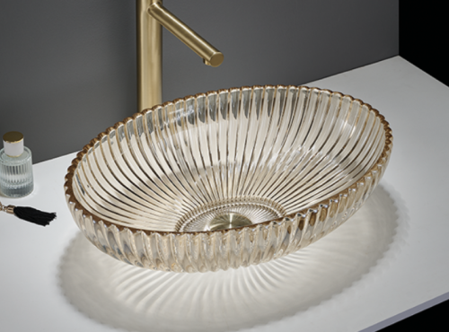 Раковина стеклянная CeramaLux GL49-CP 50х40 накладная цвет прозрачный без отверстий под смеситель