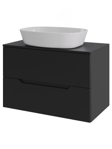 Тумба с раковиной Orange Line Li-70TubMDF+B08-500W 70х50 подвесная цвет черный