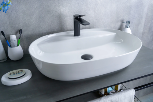 Раковина керамическая Gid Lago 51194 60х40 накладная цвет белый 1 отверстие под смеситель