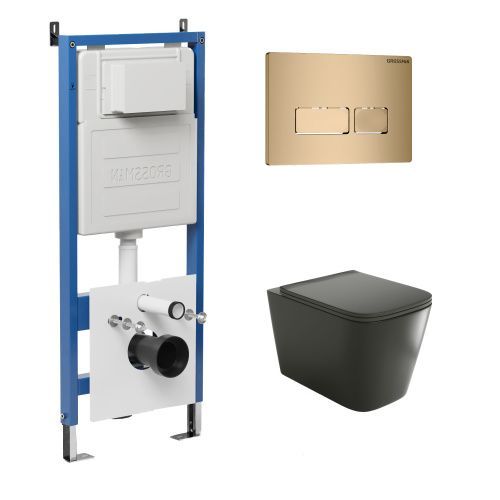 Инсталляция + кнопка смыва + унитаз Grossman Pragma 97.4441BMS.03.310