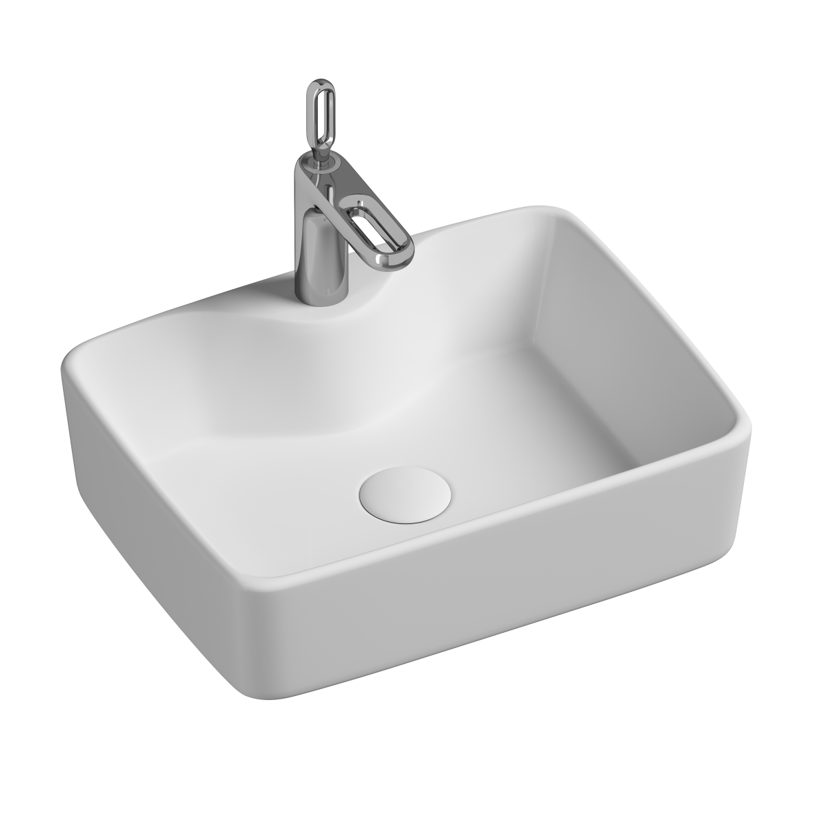 Раковина из сантехнического фарфора Ceramica Nova ELEMENT CN6033 50х40 накладная цвет белый 1 отверстие под смеситель