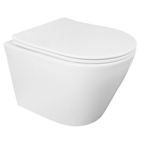 Унитаз подвесной Loranto KROSA 87266 белый с сиденьем микролифт безободковый душевой смыв