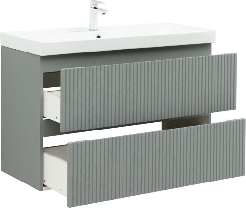 Тумба под раковину Aquanet Джейн (Flat) 00335436 100х50 подвесная цвет серый