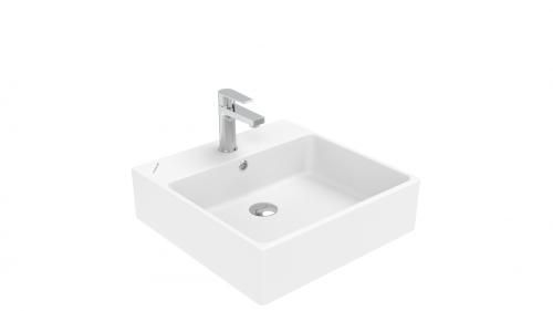 Раковина из сантехнического фарфора Creavit Next NX256-00CB00E-0000 50х50 накладная цвет белый 1 отверстие под смеситель