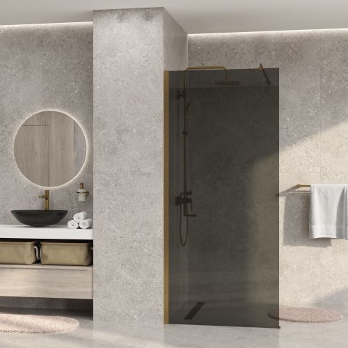 Душевая перегородка Wasserkraft Rur 30W 30W40BG-TG 120х200 стекло тонированное профиль золото