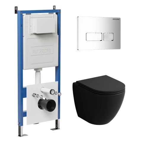 Инсталляция + кнопка смыва + унитаз Grossman Pragma 97.4455BMSQ.03.100