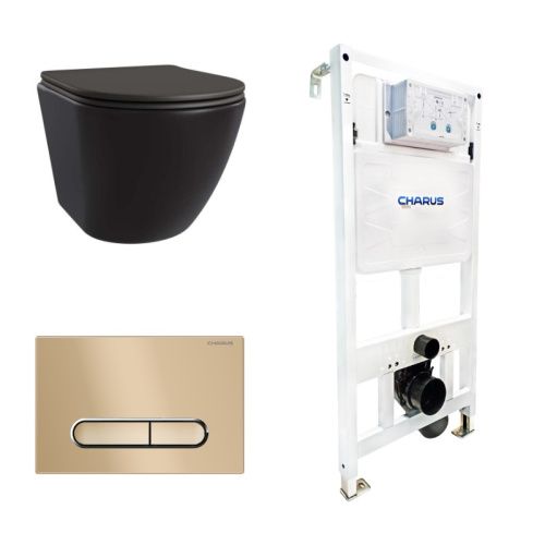 Сет унитаз + инсталляция + кнопка CC.300.80.01+FP.340.51.01+AM25010 Nero