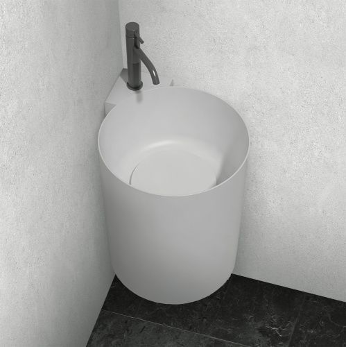 Раковина из искусственного камня Abber STEIN AS2625 40х40 подвесная цвет белый без отверстий под смеситель