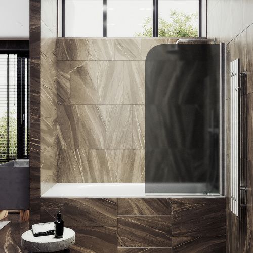 Душевая шторка на ванну Maybah Glass MGV-624-5 80х140 стекло тонированное профиль хром ориентация универсальная