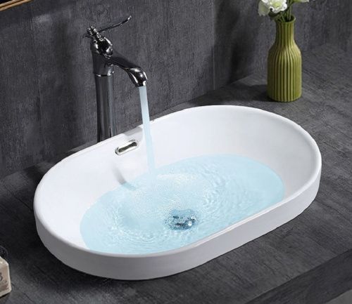 Раковина из сантехнического фаянса CeramaLux 5006C 60х40 встраиваемая цвет белый без отверстий под смеситель