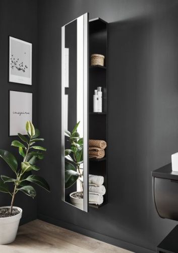 Шкаф-пенал Puris Rounds HOG104001L(777/177) подвесной цвет серый