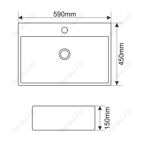 Раковина из сантехнического фарфора Melana 7295-805 60х50 накладная цвет белый 1 отверстие под смеситель - фото 2