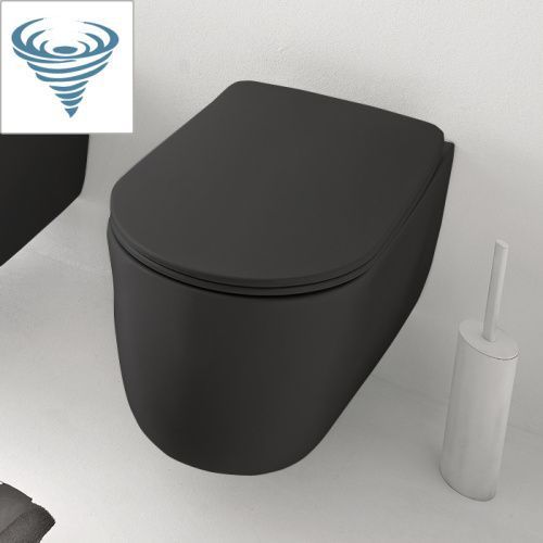 Чаша унитаза подвесная Kerasan Nolita 531531 цвет черный без сиденья безободковая смыв торнадо