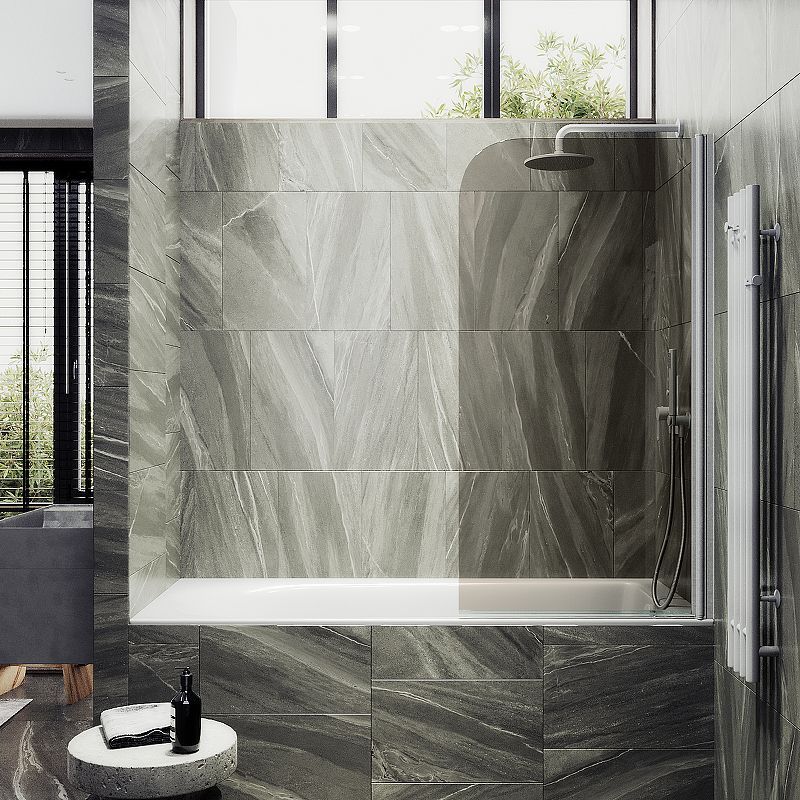 Душевая шторка на ванну Maybah Glass MGV-601-1 40х140 стекло тонированное профиль белый ориентация универсальная