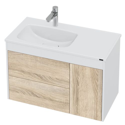 Тумба под раковину СанТа Меркурий 700456 90х40 подвесная цвет бежевый/белый