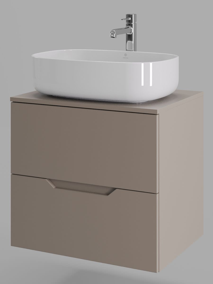 Тумба с раковиной Orange Line Li-60TuLMDF+B07-540W 60х50 подвесная цвет бежевый