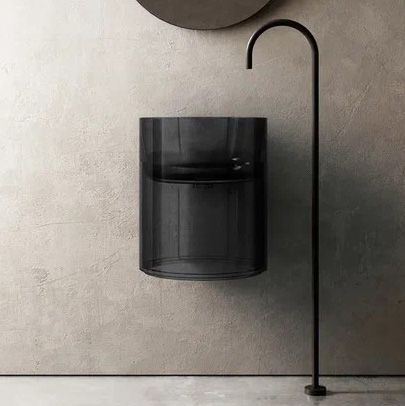 Раковина из полиэфирной смолы Abber KRISTALL AT2704Onyx 40х40 подвесная цвет черный без отверстий под смеситель