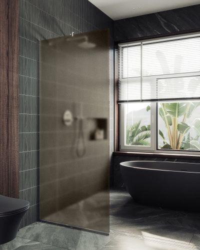 Душевая перегородка Maybah Glass MGD-685-1у 120х195 стекло тонированное профиль белый