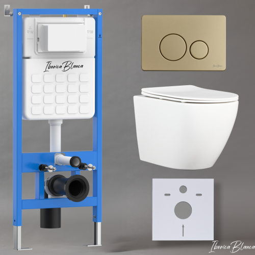 Комплект унитаз с инталляцией и клавишей смыва Iberica Blanca BILBAO ALTO IB001.BLA.231.815