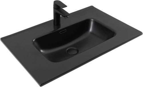 Раковина керамическая Aquanet Flat 00329254 70х50 полувстраиваемая цвет черный 1 отверстие под смеситель