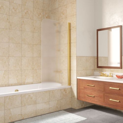 Душевая шторка на ванну Vegas-Glass EV LUX EV LUX 60 09 10 R 60х150 стекло матовое профиль золото ориентация правая