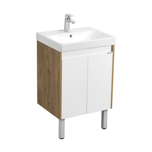 Тумба под раковину Aquaton Сканди Doors 1A278801SDZ90 60х50 подвесная цвет белый/коричневый