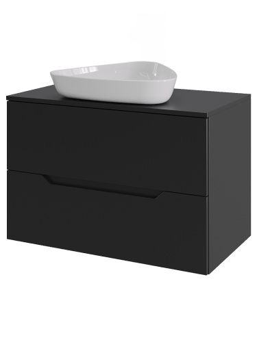Тумба с раковиной Orange Line Li-70TubMDF+B07-500W 70х50 подвесная цвет черный