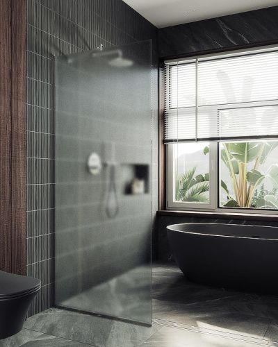 Душевая перегородка Maybah Glass MGD-1357-5у 100х195 стекло тонированное профиль хром