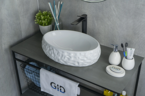 Раковина керамическая Gid Lago 51187 50х30 накладная цвет белый без отверстий под смеситель