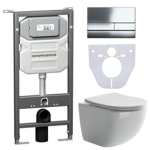 Инсталляция с кнопкой + унитаз + шумоизоляция Ceramica Nova CN3009_1002CH_1000