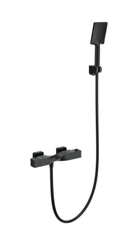 Смеситель для душа Wonzon & Woghand WW-B2025-A-MB настенный черный с термостатом