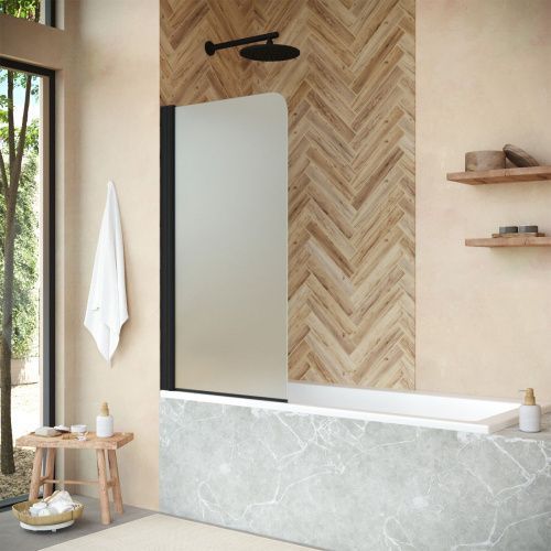 Душевая шторка на ванну Vegas-Glass EV+EV NOVO EV NOVO 70 02М 10 L 70х140 стекло матовое профиль черный ориентация левая