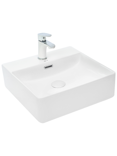 Раковина из сантехнического фаянса WeltWasser WW SK 10000003862 40х40 подвесная цвет белый 1 отверстие под смеситель