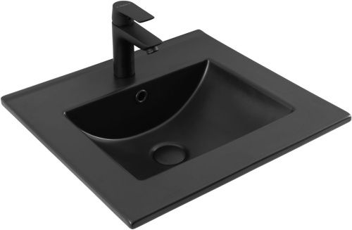 Раковина керамическая Aquanet Flat 00329252 50х40 полувстраиваемая цвет черный 1 отверстие под смеситель
